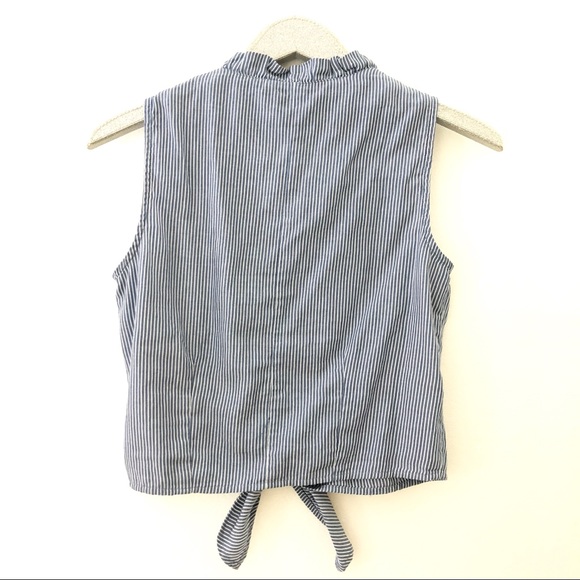 Girl Krazy Striped Button Tie Front Crop Tank Top - Picture 4 of 8